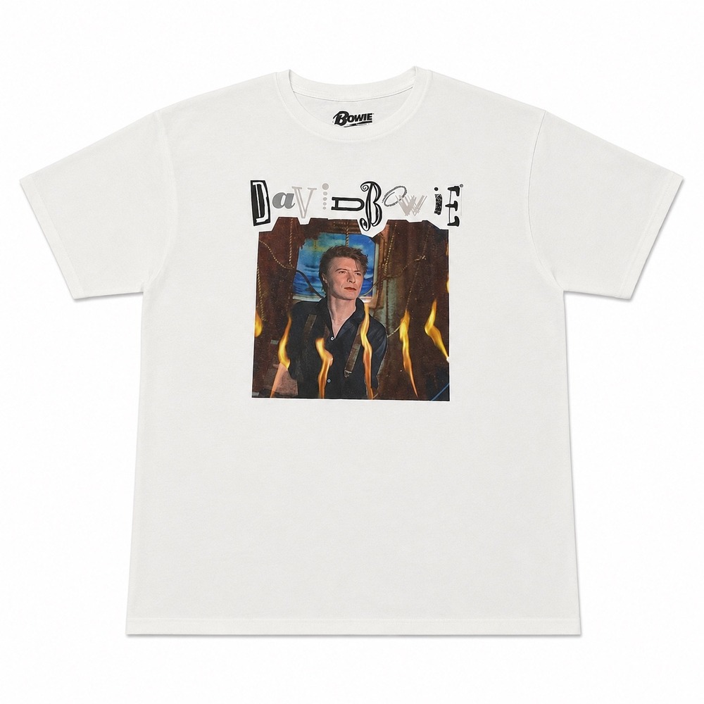 David Bowie Graphic T-Shirt White Short Sleeve Rock Music Concert Tee Mens XL